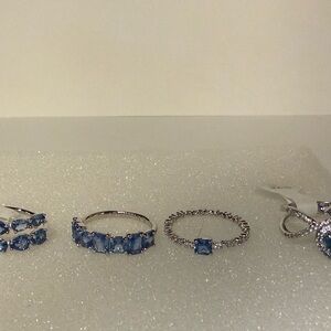 Blue Gemstone Earrings Set